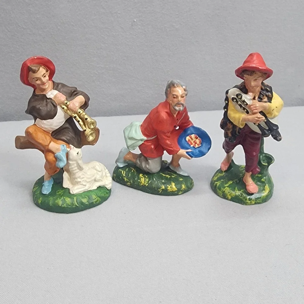 Vintage Nativity Scene Figurines‎ Shepherd Men Set of 3